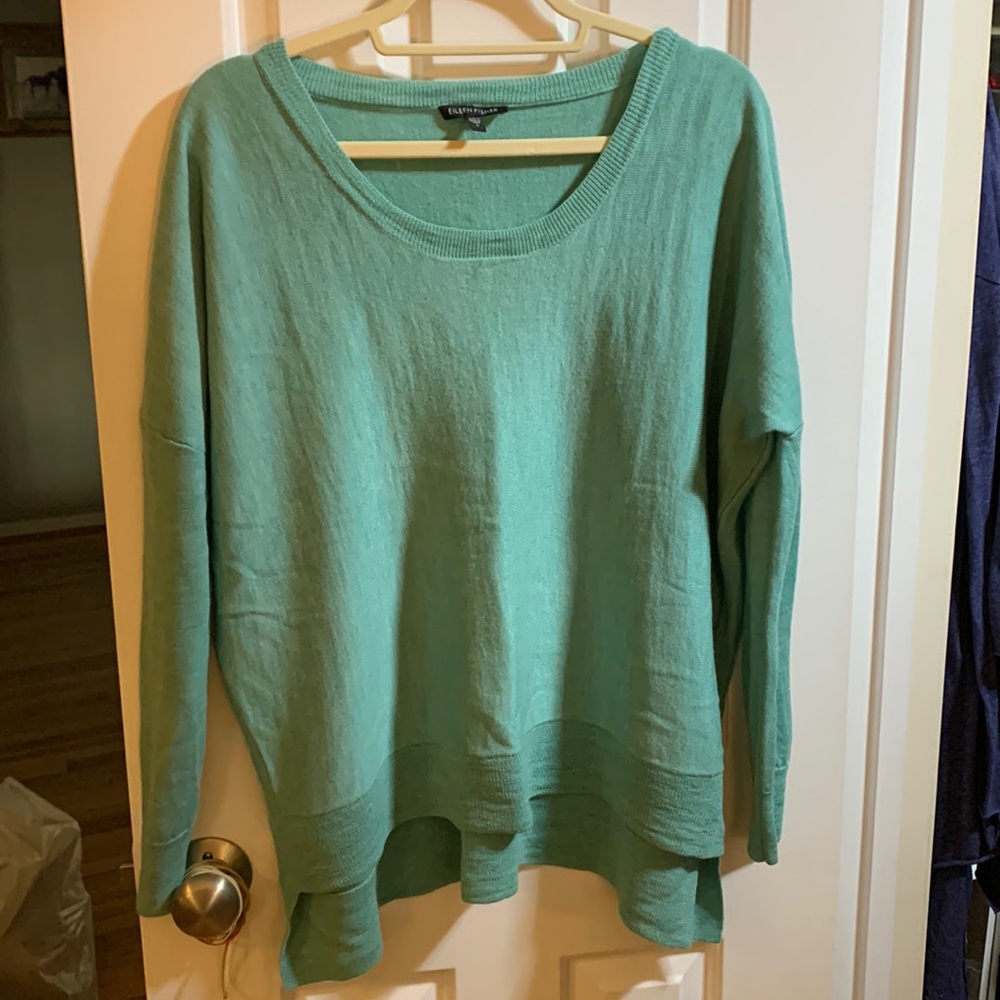 Eileen Fisher wool aqua sweater! EUC!